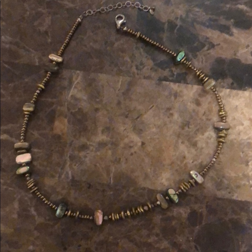 Silpada silver mother of pearl/bronze necklace set